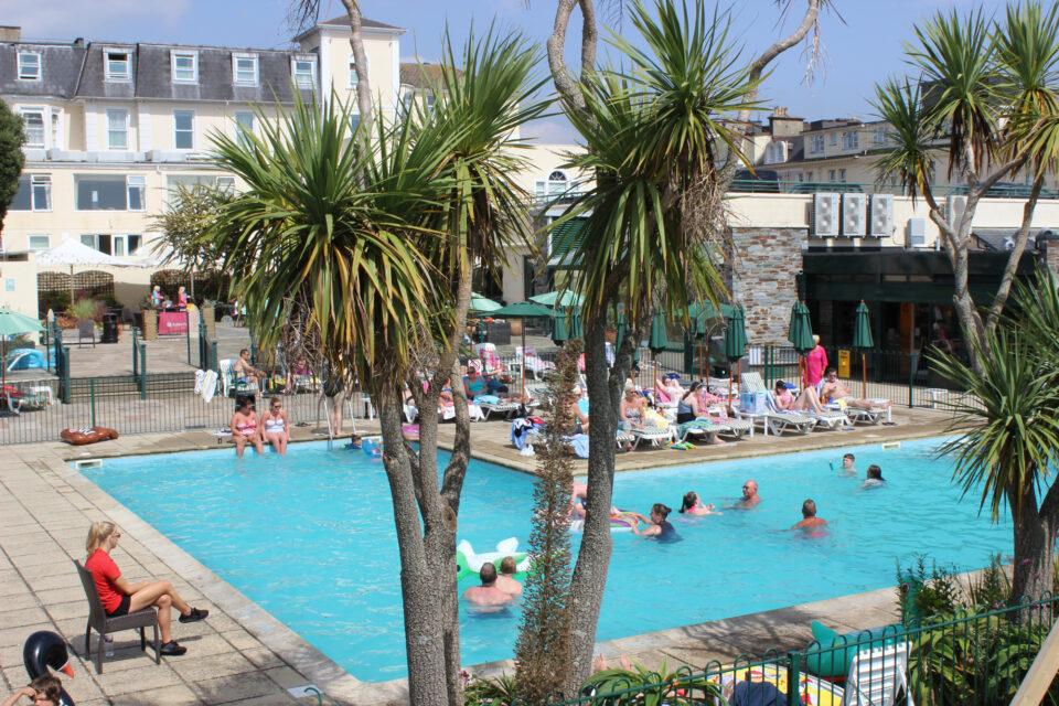 Outdoor swimming pool at TLH Leisure Resort in the summer